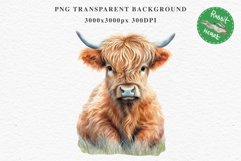 Magic Cute Baby Highland Cow in Dress Hat Watercolor Clipart PNG Transparent Print for invitation t-shirt designs sublimation kids printable digital watercolor baby cow in dress png, highland cow clipart, jumping cow in hat jpeg sublimation clip art
