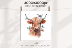 Magic Cute Baby Highland Cow in Dress Hat Watercolor Clipart PNG Transparent Print for invitation t-shirt designs sublimation kids printable digital watercolor baby cow in dress png, highland cow clipart, jumping cow in hat jpeg sublimation clip art