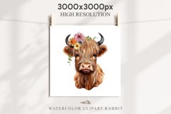 Magic Cute Baby Highland Cow in Dress Hat Watercolor Clipart PNG Transparent Print for invitation t-shirt designs sublimation kids printable digital watercolor baby cow in dress png, highland cow clipart, jumping cow in hat jpeg sublimation clip art