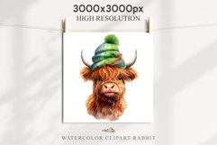 Magic Cute Baby Highland Cow in Dress Hat Watercolor Clipart PNG Transparent Print for invitation t-shirt designs sublimation kids printable digital watercolor baby cow in dress png, highland cow clipart, jumping cow in hat jpeg sublimation clip art