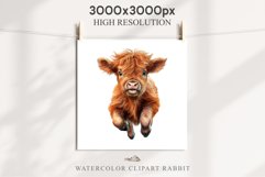 Magic Cute Baby Highland Cow in Dress Hat Watercolor Clipart PNG Transparent Print for invitation t-shirt designs sublimation kids printable digital watercolor baby cow in dress png, highland cow clipart, jumping cow in hat jpeg sublimation clip art
