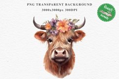 Magic Cute Baby Highland Cow in Dress Hat Watercolor Clipart PNG Transparent Print for invitation t-shirt designs sublimation kids printable digital watercolor baby cow in dress png, highland cow clipart, jumping cow in hat jpeg sublimation clip art