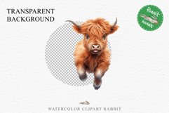 Magic Cute Baby Highland Cow in Dress Hat Watercolor Clipart PNG Transparent Print for invitation t-shirt designs sublimation kids printable digital watercolor baby cow in dress png, highland cow clipart, jumping cow in hat jpeg sublimation clip art