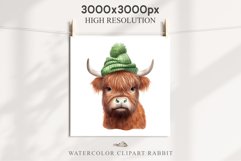 Magic Cute Baby Highland Cow in Dress Hat Watercolor Clipart PNG Transparent Print for invitation t-shirt designs sublimation kids printable digital watercolor baby cow in dress png, highland cow clipart, jumping cow in hat jpeg sublimation clip art