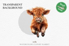 Magic Cute Baby Highland Cow in Dress Hat Watercolor Clipart PNG Transparent Print for invitation t-shirt designs sublimation kids printable digital watercolor baby cow in dress png, highland cow clipart, jumping cow in hat jpeg sublimation clip art