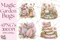 Magic Garden Bugs Clipart PNG, Pastel Fairy Garden Png Product Image 1