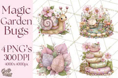 Magic Garden Bugs Clipart PNG, Pastel Fairy Garden Png Product Image 1
