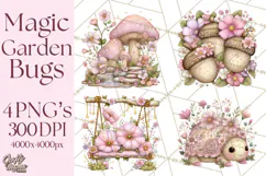 Magic Garden Bugs Clipart PNG, Pastel Fairy Garden Png Product Image 1