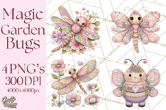 Magic Garden Bugs Clipart PNG, Pastel Fairy Garden Png Product Image 1