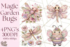Magic Garden Bugs Clipart PNG, Pastel Fairy Garden Png Product Image 1