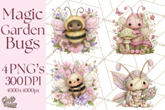 Magic Garden Bugs Clipart PNG, Pastel Fairy Garden Png Product Image 1