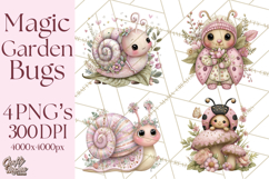 Magic Garden Bugs Clipart PNG, Pastel Fairy Garden Png Product Image 1