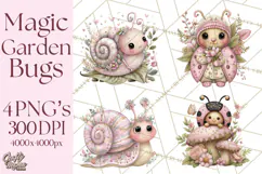 Magic Garden Bugs Clipart PNG, Pastel Fairy Garden Png Product Image 1