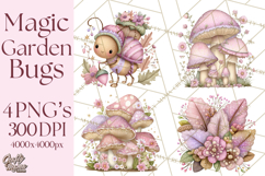 Magic Garden Bugs Clipart PNG, Pastel Fairy Garden Png Product Image 1