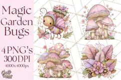 Magic Garden Bugs Clipart PNG, Pastel Fairy Garden Png Product Image 1