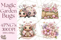 Magic Garden Bugs Clipart PNG, Pastel Fairy Garden Png Product Image 1