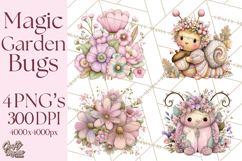 Magic Garden Bugs Clipart PNG, Pastel Fairy Garden Png Product Image 1