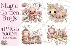 Magic Garden Bugs Clipart PNG, Pastel Fairy Garden Png Product Image 1
