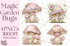 Magic Garden Bugs Clipart PNG, Pastel Fairy Garden Png Product Image 1
