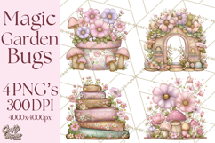 Magic Garden Bugs Clipart PNG, Pastel Fairy Garden Png Product Image 1