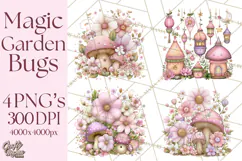 Magic Garden Bugs Clipart PNG, Pastel Fairy Garden Png Product Image 1