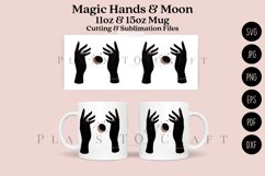 magic hand and moon celestial coffee glass wrap svg glass mug svg presized for 11oz and 15oz glass ready to cut and sublimation files