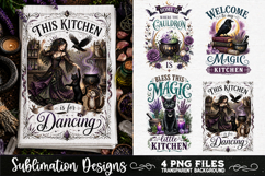 Magic Witchy Kitchen Towels PNG Sublimation Designs 4 Files Product Image 1