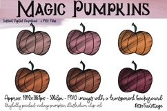 Magic Pumpkins, 6 PNG Halloween Pumpkin Clip Art, 300dpi Product Image 1