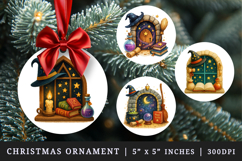 Magic School round ornaments sublimation design Product Image 1