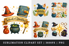 Magic School clipart printable sublimation design png Product Image 1