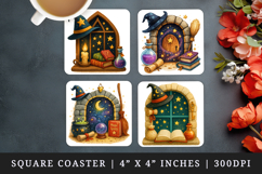 Magic School square coaster sublimation, coasters design Product Image 1