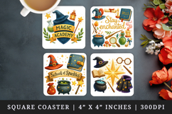 Magic School square coaster sublimation, coasters design Product Image 1