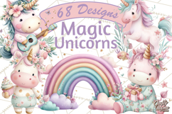 Unicorns Clipart, Fantasy Nursery Art PNG Product Image 1