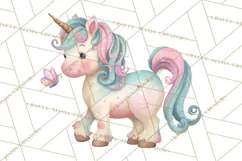 Unicorns Clipart, Fantasy Nursery Art PNG Product Image 4