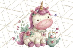 Unicorns Clipart, Fantasy Nursery Art PNG Product Image 4