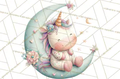 Unicorns Clipart, Fantasy Nursery Art PNG Product Image 4