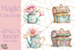 Unicorns Clipart, Fantasy Nursery Art PNG Product Image 1