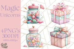 Unicorns Clipart, Fantasy Nursery Art PNG Product Image 1
