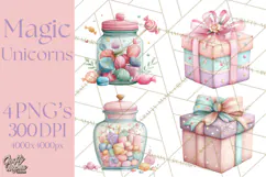 Unicorns Clipart, Fantasy Nursery Art PNG Product Image 1