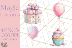 Unicorns Clipart, Fantasy Nursery Art PNG Product Image 1