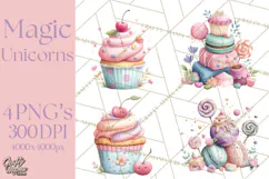 Unicorns Clipart, Fantasy Nursery Art PNG Product Image 1