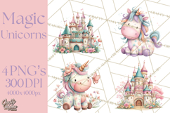 Unicorns Clipart, Fantasy Nursery Art PNG Product Image 1