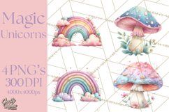 Unicorns Clipart, Fantasy Nursery Art PNG Product Image 1