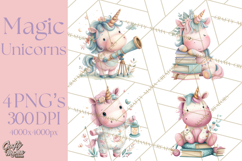Unicorns Clipart, Fantasy Nursery Art PNG Product Image 1