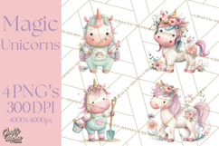 Unicorns Clipart, Fantasy Nursery Art PNG Product Image 1