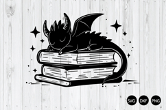 Magical Baby Dragon Sleeping Stack Of Books SVG, Dragon SVG Product Image 1