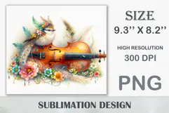 Download this enchanting 20 oz sublimation tumbler wrap featuring a magical bird, violin, and floral elements. Perfect for music lovers and fantasy-themed drinkware.