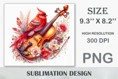 Download this enchanting 20 oz sublimation tumbler wrap featuring a magical bird, violin, and floral elements. Perfect for music lovers and fantasy-themed drinkware.