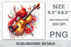 Download this enchanting 20 oz sublimation tumbler wrap featuring a magical bird, violin, and floral elements. Perfect for music lovers and fantasy-themed drinkware.