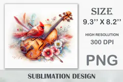 Download this enchanting 20 oz sublimation tumbler wrap featuring a magical bird, violin, and floral elements. Perfect for music lovers and fantasy-themed drinkware.